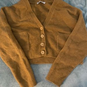 Camel Zara Button-Up Cardigan